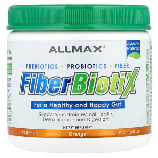 Allmax FiberBiotix supplement container on a white background