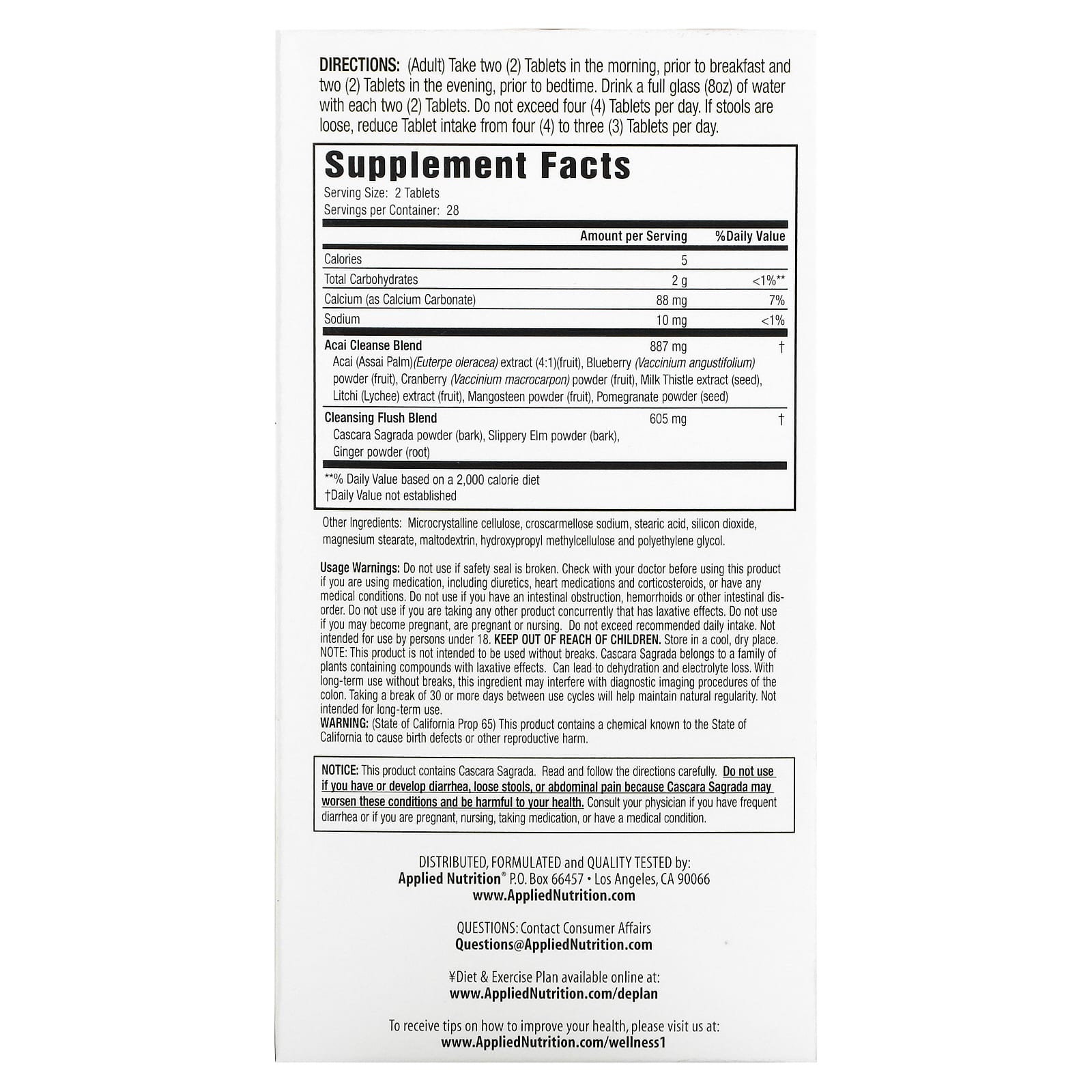 Supplement label with text and nutritional information on a white background