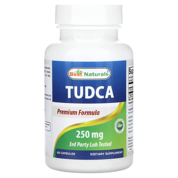 Supplement bottle labeled 'TUDCA' by Best Naturals on a white background