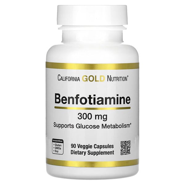 california gold nutrition benfotiamine 300mg bottle on a white background
