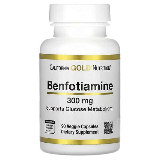 california gold nutrition benfotiamine 300mg bottle on a white background