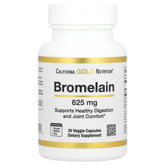 California Gold Nutrition Bromelain supplement bottle on a white background