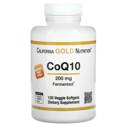 California Gold Nutrition CoQ10 supplement bottle on a white background