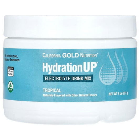California Gold Nutrition Hydration UP electrolyte drink mix container on a white background