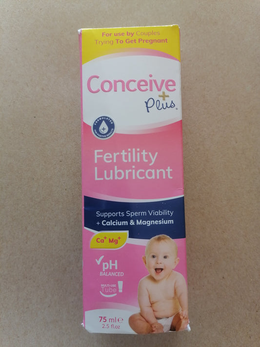 Conceive Plus Fertility Lubricant packaging on a beige background