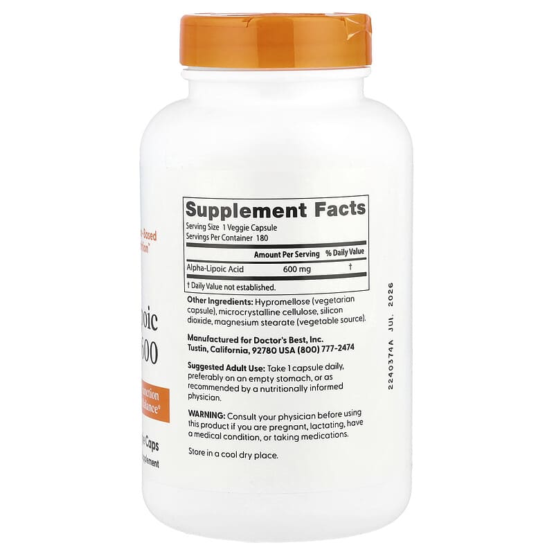 Supplement bottle with label on a white background