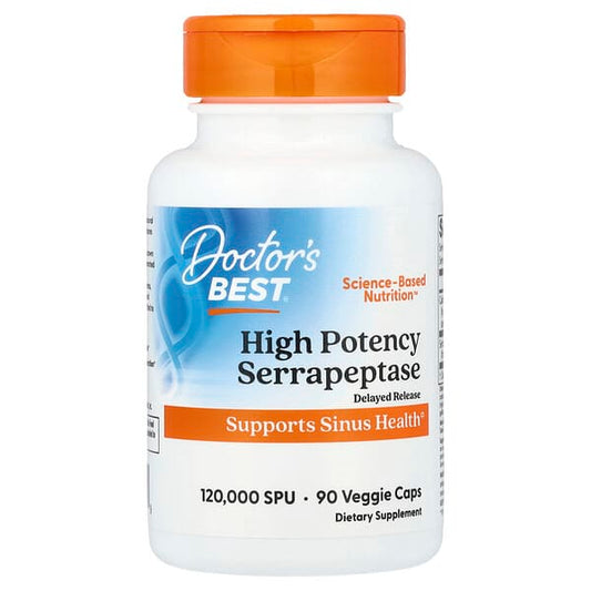 Serrapeptase haute puissance, Pour des sinus sains, 120 000 SPU, 90 gélules