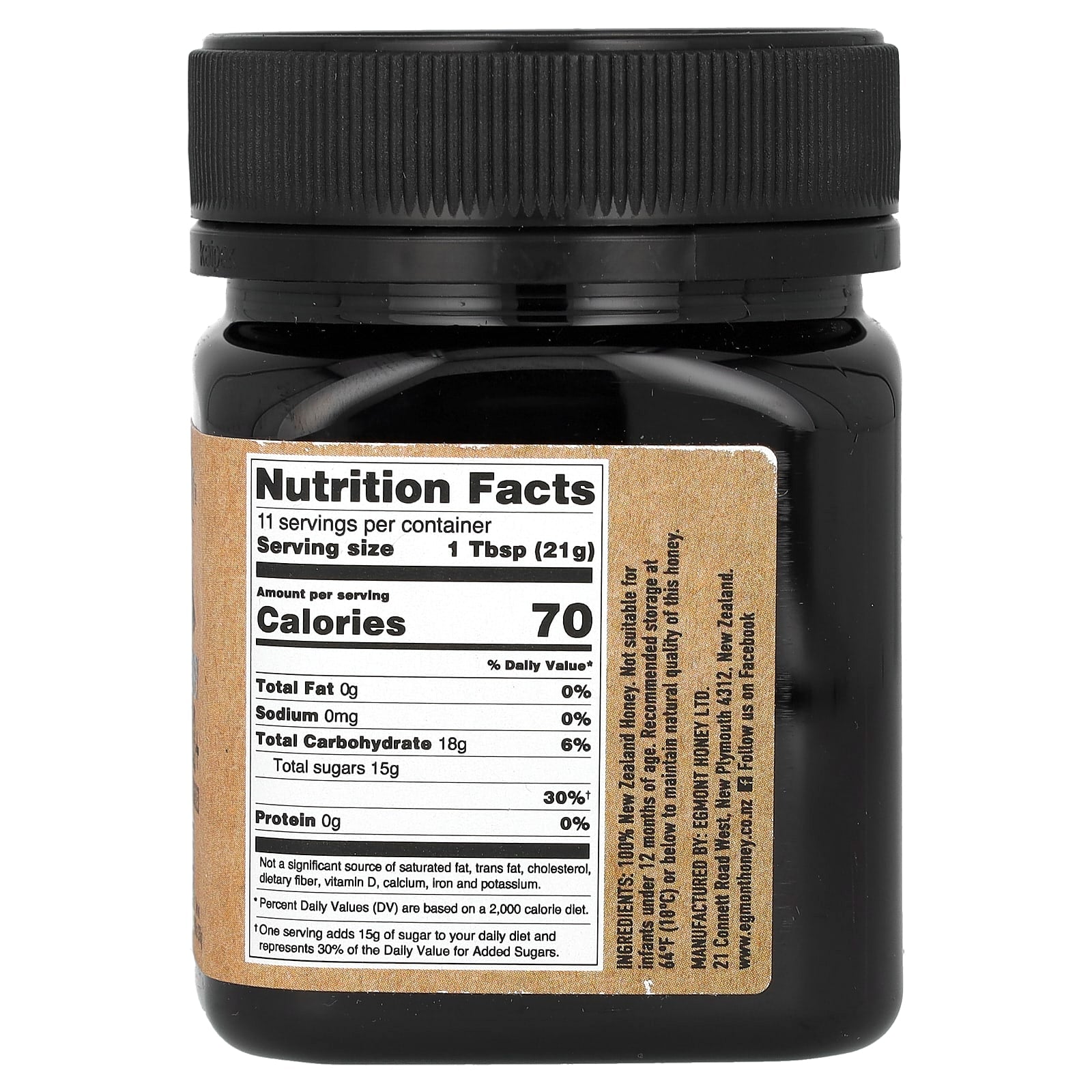 Egmont Manuka Honey Raw and Unpasteurized UMF 10+, MGO 263+ (250 G)