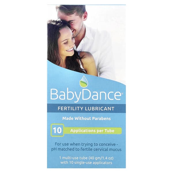 BabyDance fertility lubricant packaging with a couple on a white background