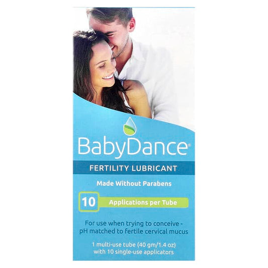 BabyDance fertility lubricant packaging with a couple on a white background