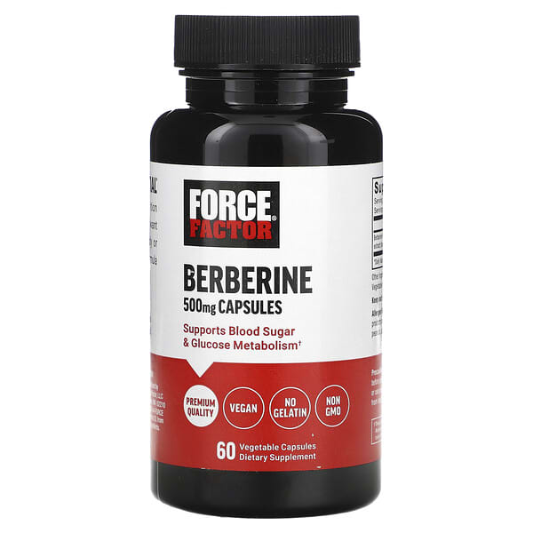 Force Factor Berberine supplement bottle on a white background