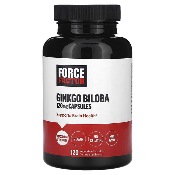 Force Factor Ginkgo Biloba supplement bottle on a white background
