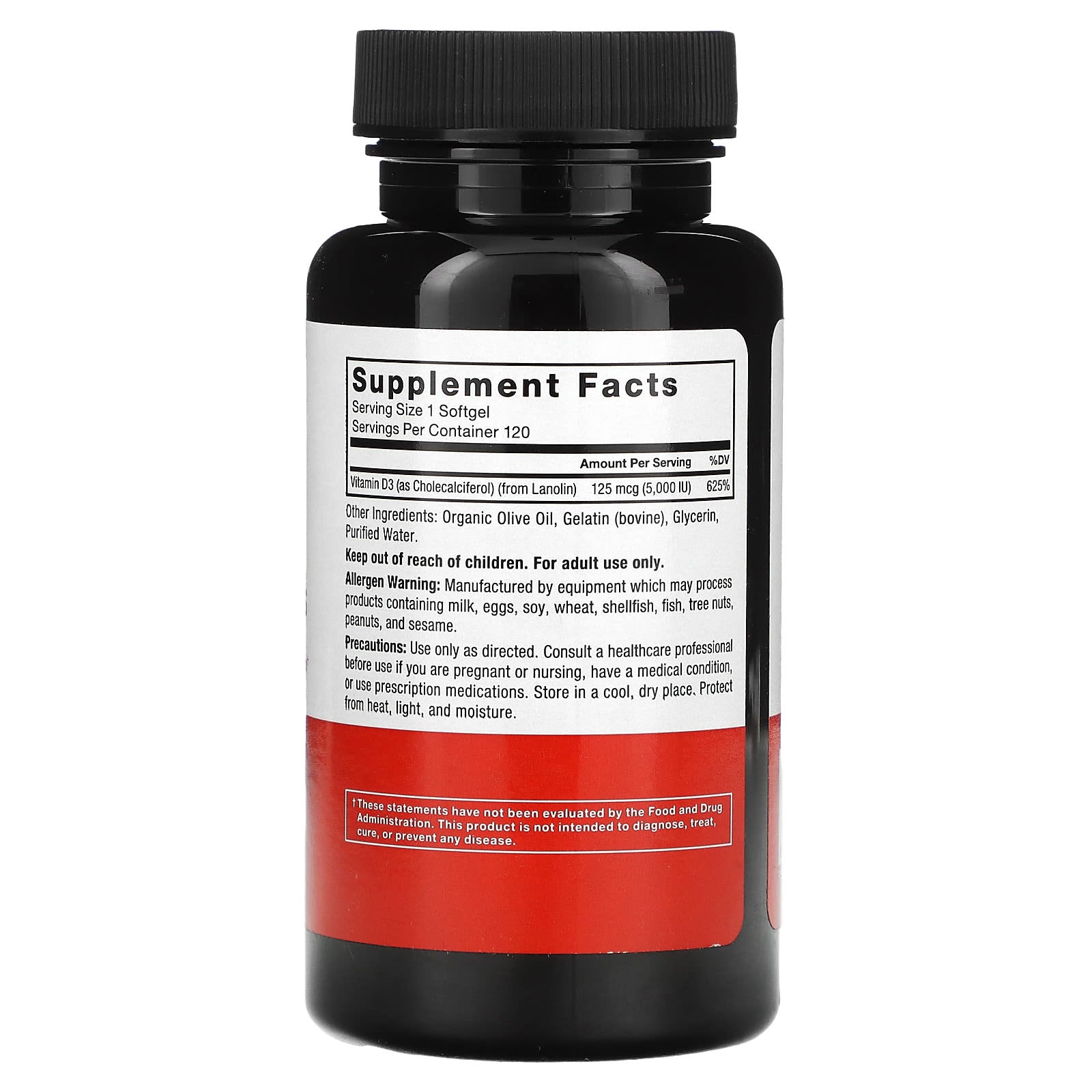 Force Factor, Vitamin D3 5000 IU, 125 McG, 120 Softgels