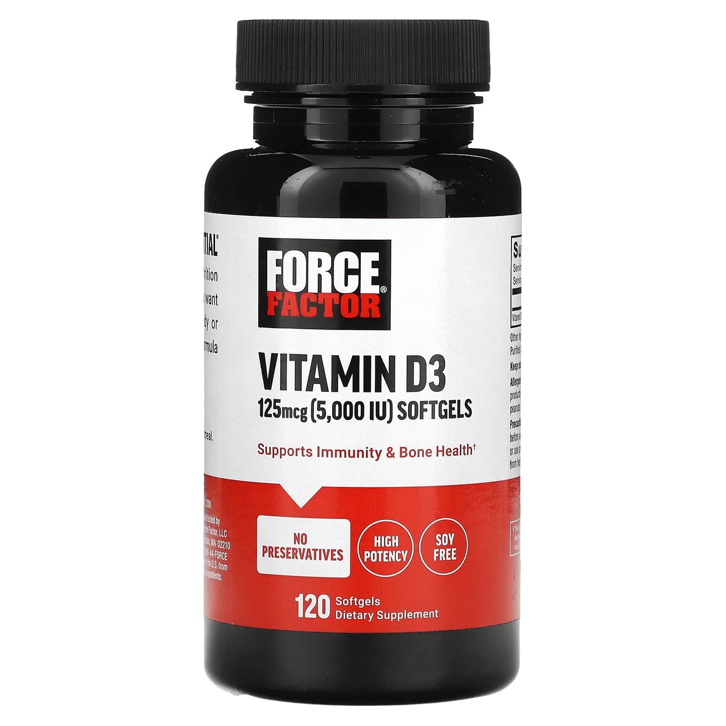 Force Factor, Vitamin D3 5000 IU, 125 McG, 120 Softgels