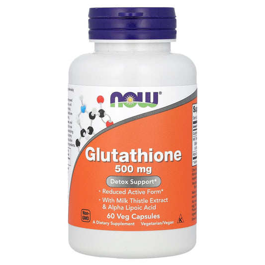 Now Foods Glutathione Reduced 500mg 60 capsules for skin Brightening and lightening