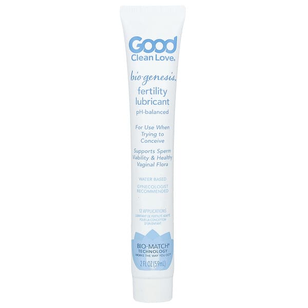 Tube of Good Clean Love fertility lubricant on a white background