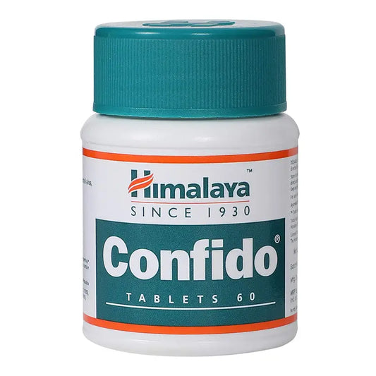 Himalaya Confido tablets container on a white background