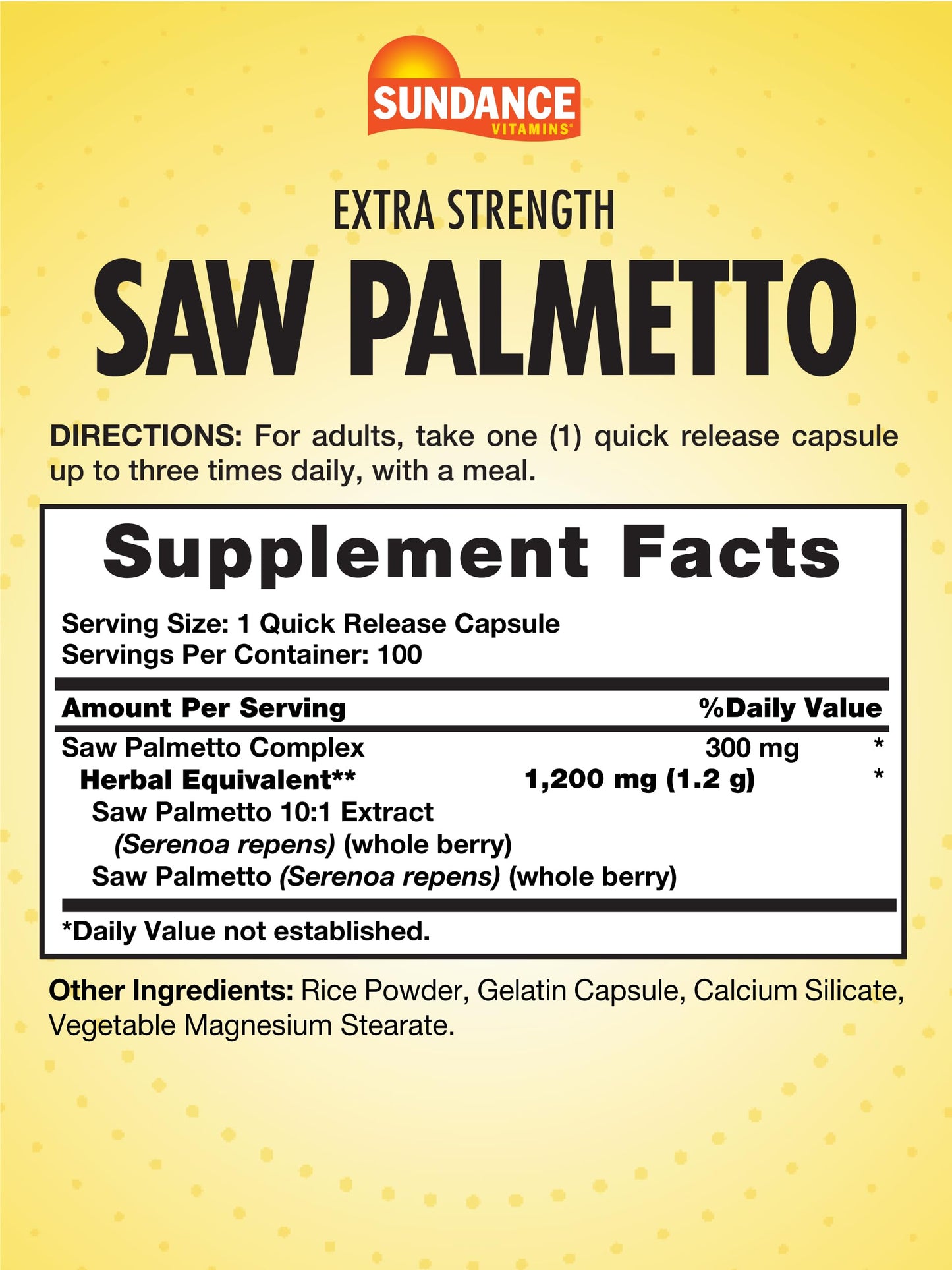 Sundance Saw Palmetto for Men | 100 Quick Release Capsules