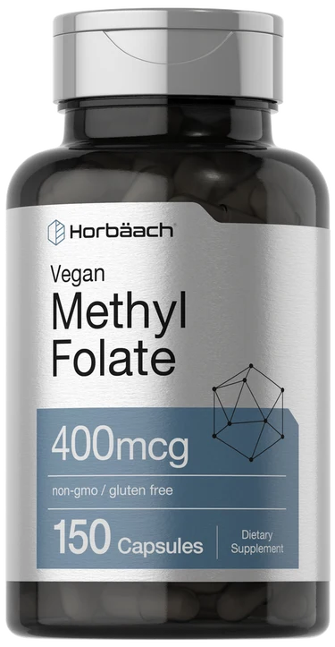 Horbäach Vegan Methyl Folate 400mcg (150 Vegetarian Capsules) - Active B9 Supplement