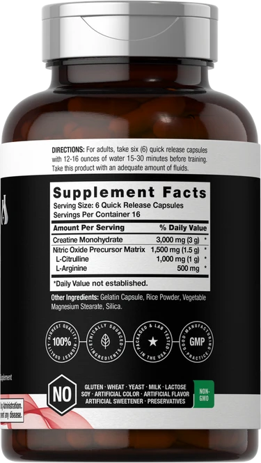 Berkshire Labs Nitric Oxide Max Precursor with Creatine - 100 Capsules (Pump & Strength)