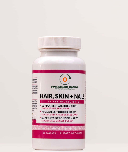 Oqata Wellness Hair, Skin + Nails Formula (30 Tablets) - 27 Key Ingredients with Biotin & Collagen Support