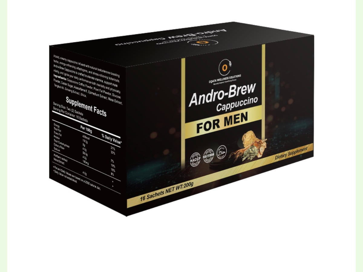Oqata Wellness Solutions Andro-Brew Cappuccino For Men (16 Sachets / 200g) - Testosterone-Boosting Coffee Blend