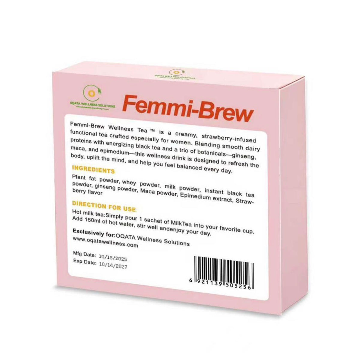 Oqata Wellness Solutions Femmi-Brew Wellness Tea For Women (16 Sachets / 200g) - Strawberry Flavoured Functional Tea