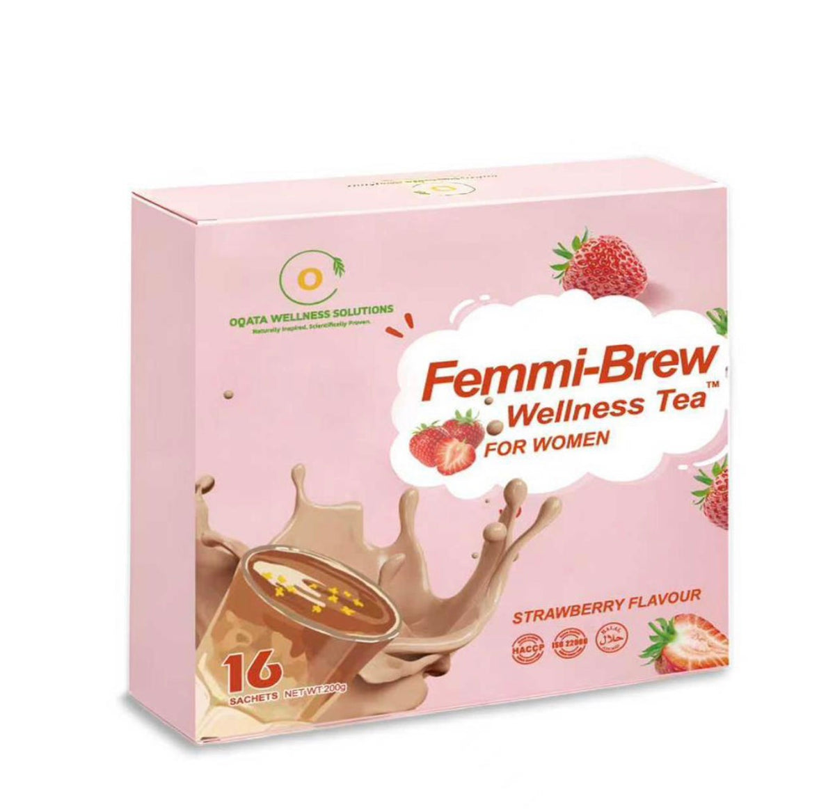 Oqata Wellness Solutions Femmi-Brew Wellness Tea For Women (16 Sachets / 200g) - Strawberry Flavoured Functional Tea