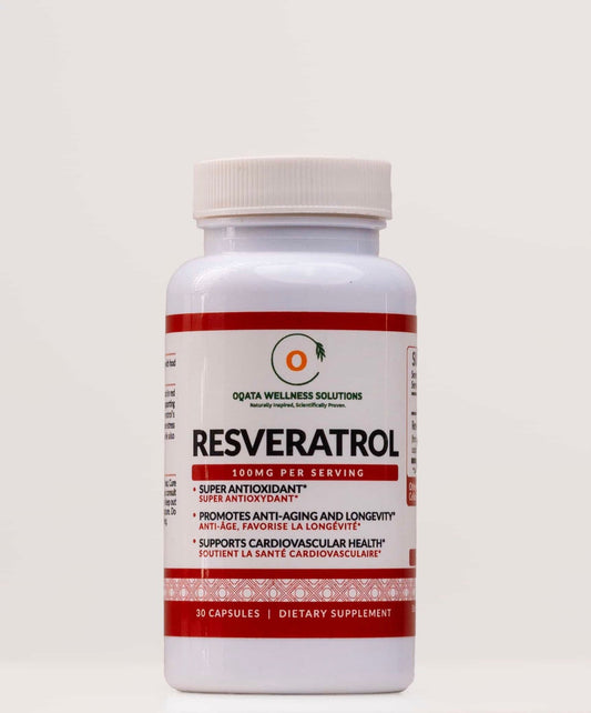 Oqata Wellness Resveratrol 100mg (30 Capsules) - Super Antioxidant & Anti-Aging Formula