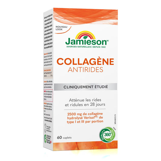 Jamieson Collagen Anti-Wrinkle Caplets 2500 mg (60 Count) - Verisol Type I & III Hydrolyzed Collagen
