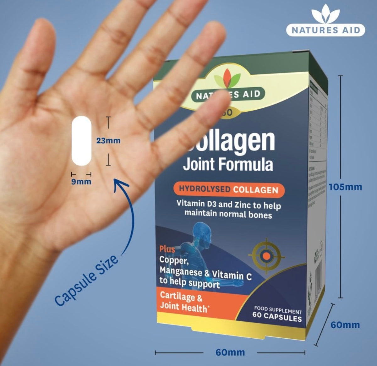 Natures Aid Collagen Joint Formula (60 Capsules) - Hydrolysed Type II Marine Collagen with Vitamin D3, Zinc, C & Minerals