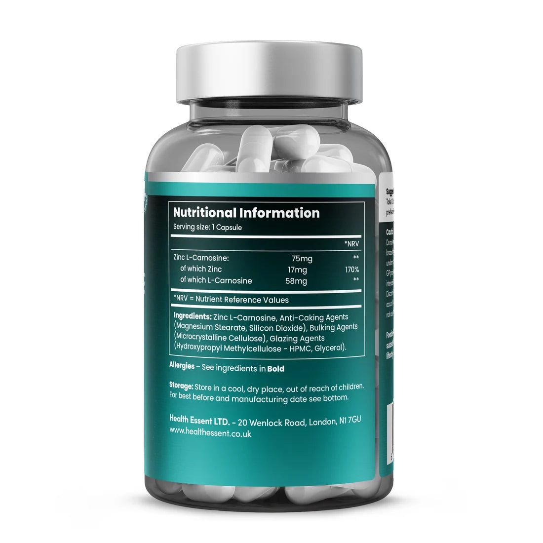 HealthEssent Zinc L-Carnosine 75mg Complex - Gut Barrier & Digestive Support Supplement (4 Month Supply)