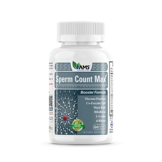 AMS Sperm Count Max Booster Formula (60 Vegetable Capsules) - Male Reproductive Health & Vitality