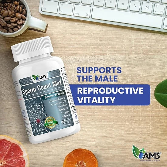 AMS Sperm Count Vidonge 60 Kwa Ajili Ya Kusaidia Uzazi Wa Kiume