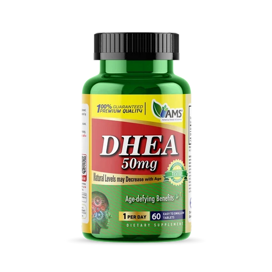 AMS DHEA 50mg Age-Defying Benefits (60 Easy to Swallow Tablets) - Hormonal Balance & Anti-Aging Support