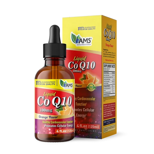 AMS Liquid CoQ10 100mg Orange Flavor (4 fl.oz / 125ml) - Cardiovascular & Cellular Energy Drops