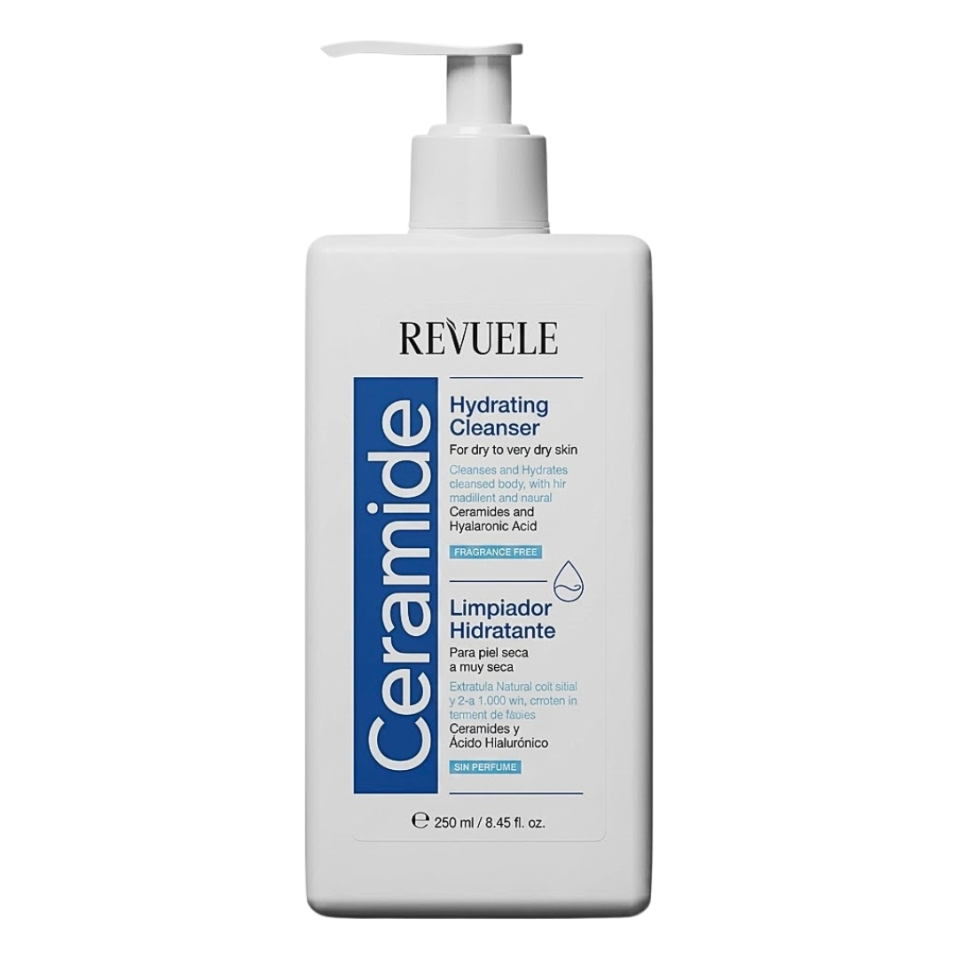 Revuele Ceramide Hydrating Cleanser (250 ml / 8.45 fl. oz.) - For Dry to Very Dry Skin with Ceramides & Hyaluronic Acid