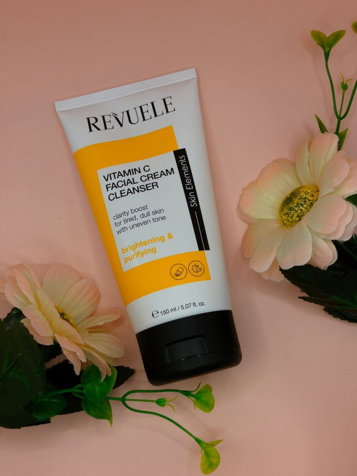Revuele Vitamin C Facial Cream Cleanser (150 ml / 5.07 fl. oz.) - Skin Elements Brightening & Purifying Wash for Tired, Dull Skin