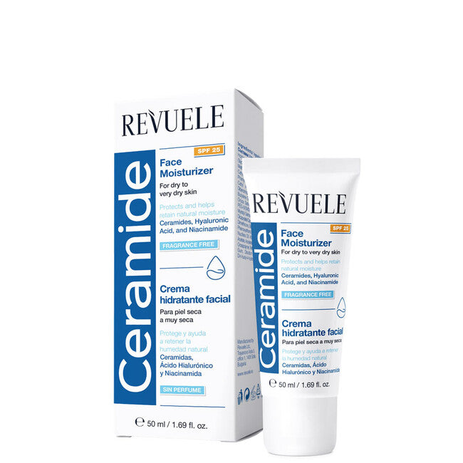 Revuele Ceramide Face Moisturizer SPF 25 (50 ml / 1.69 fl. oz.) - For Dry to Very Dry Skin with Ceramides, Hyaluronic Acid & Niacinamide