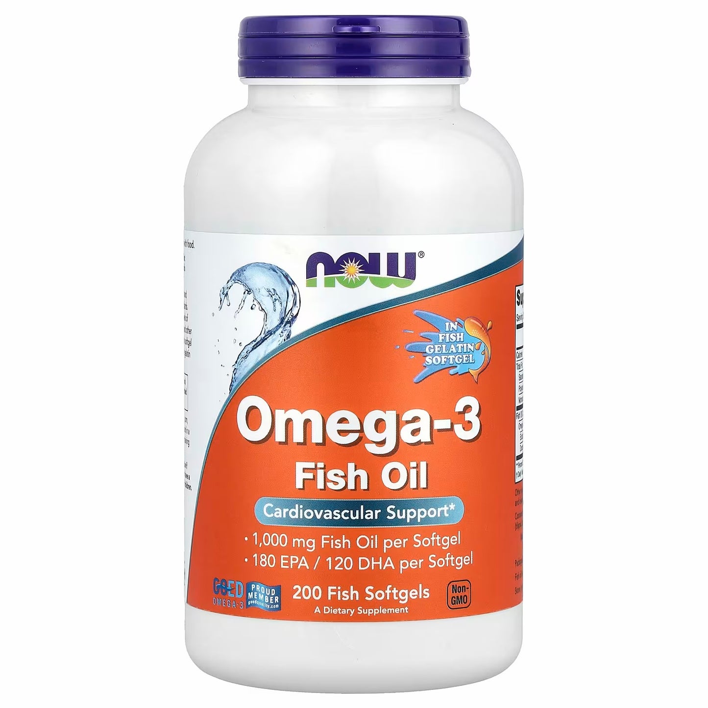 NOW Foods
Omega-3 Fish Oil, 1,000 mg, 200 Fish Softgels