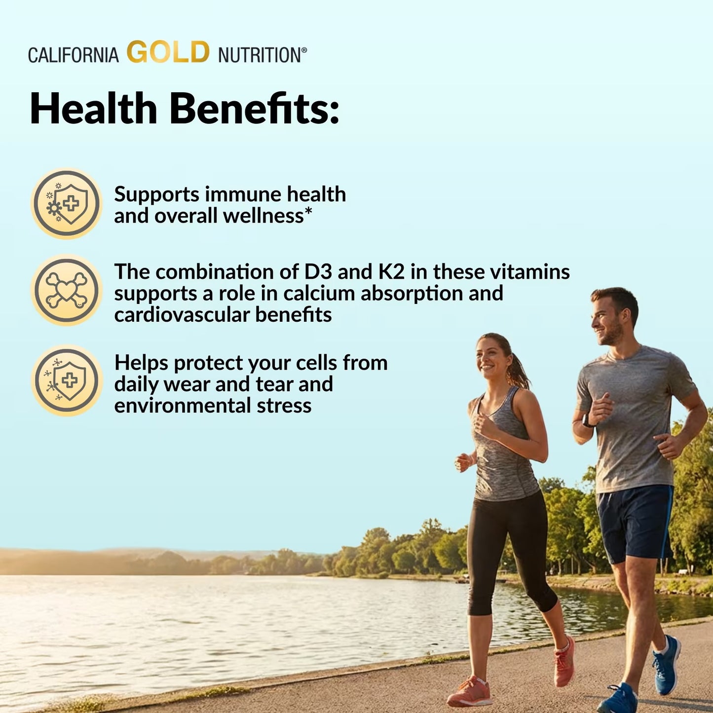 California Gold Nutrition
Vitamin D3 + K2 as MK-7, 180 Veg Capsules