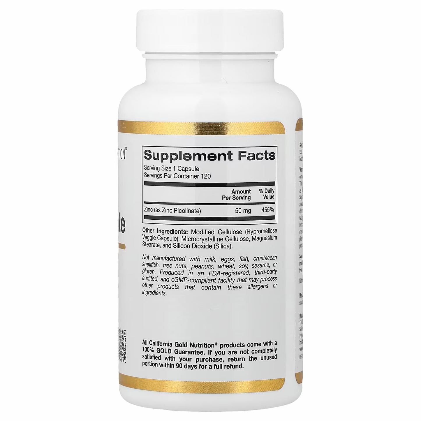 California Gold Nutrition
Zinc Picolinate, 50 mg, 120 Veg Capsules