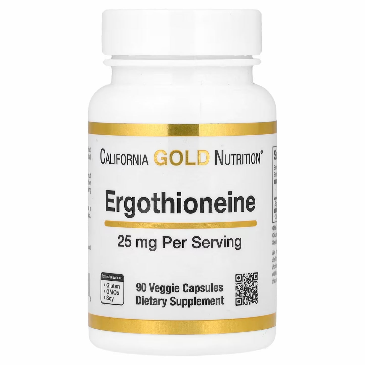 California Gold Nutrition
Ergothioneine, 25 mg, 90 Veg Capsules