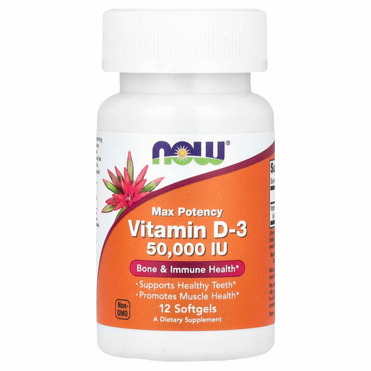NOW Foods
Vitamin D3 D-3, Max Potency, 50000 IU, 12 Softgels