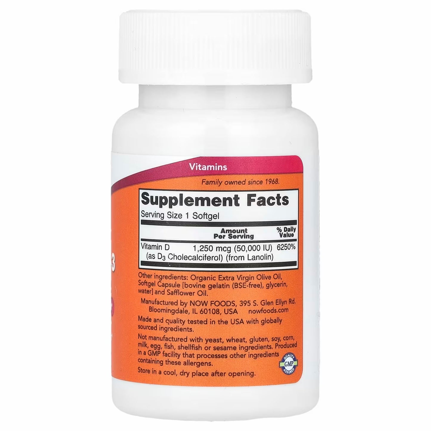 NOW Foods
Vitamin D3 D-3, Max Potency, 50000 IU, 12 Softgels