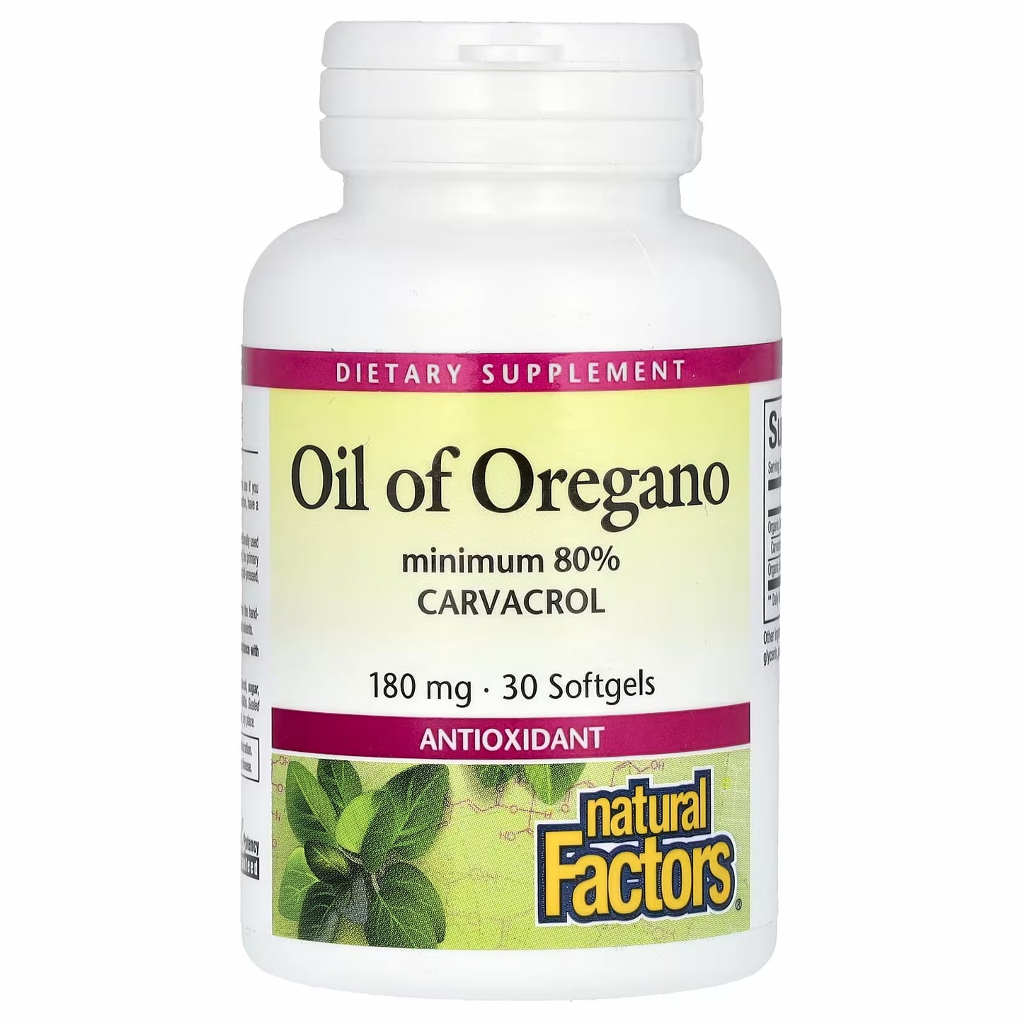 Natural Factors
Oil of Oregano, 180 mg, 30 Softgels