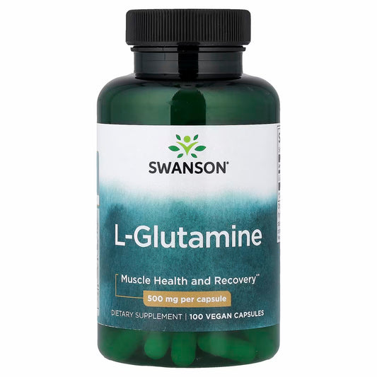 Swanson L-Glutamine, 500 mg, 100 Vegan Capsules.