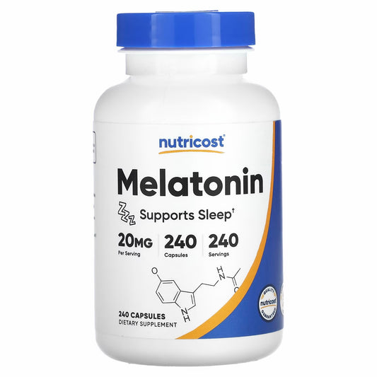 Nutricost Melatonin, 20 mg, 240 Capsules. Sleep support