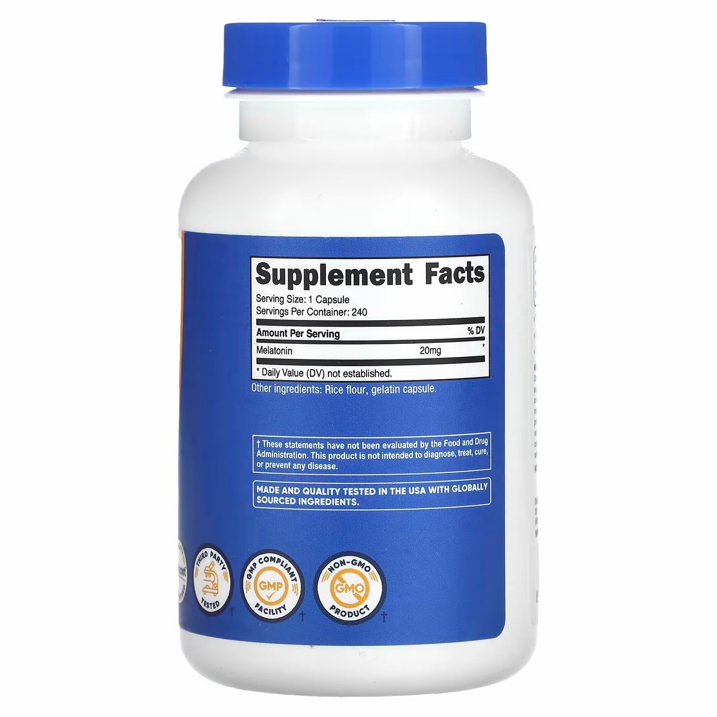 Nutricost Melatonin, 20 mg, 240 Capsules. Sleep support
