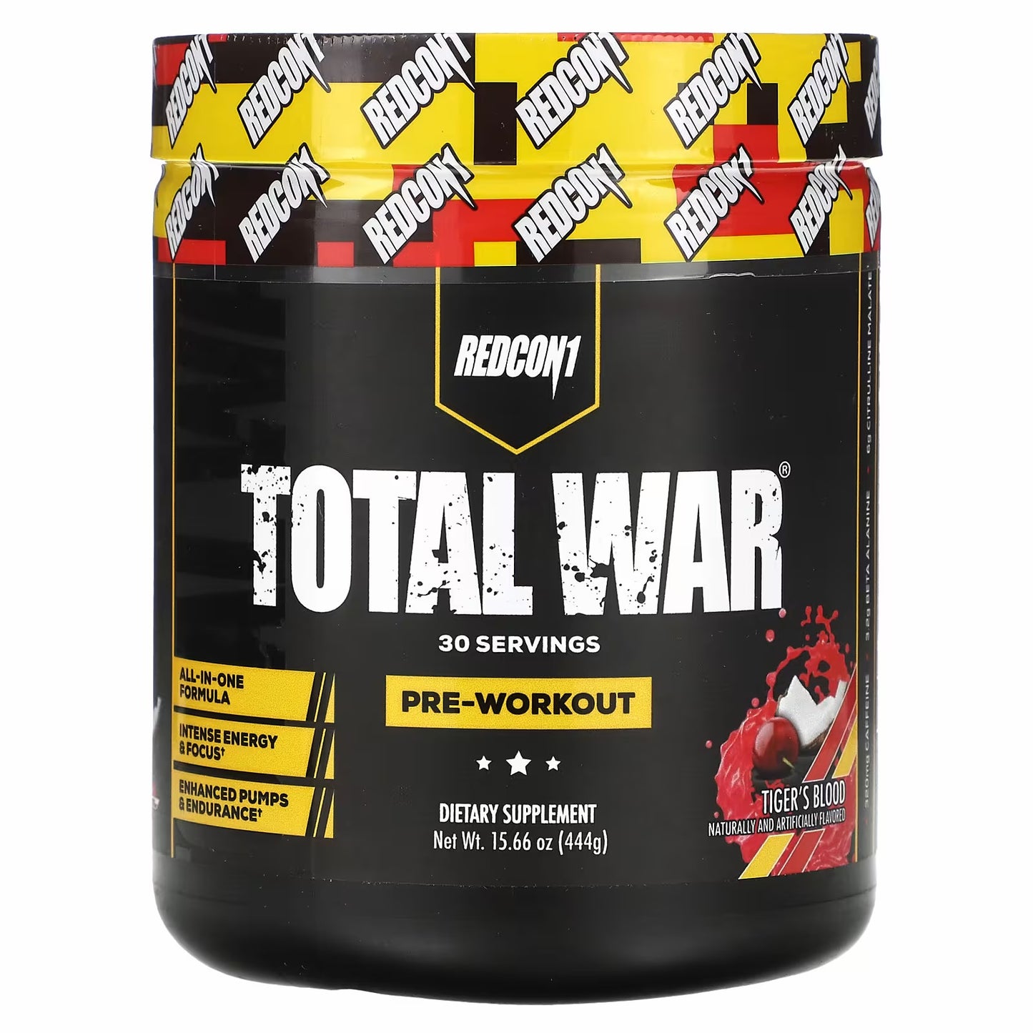Total War® Pre-Workout, Tiger's Blood Cherry & Coconut (30 servings)